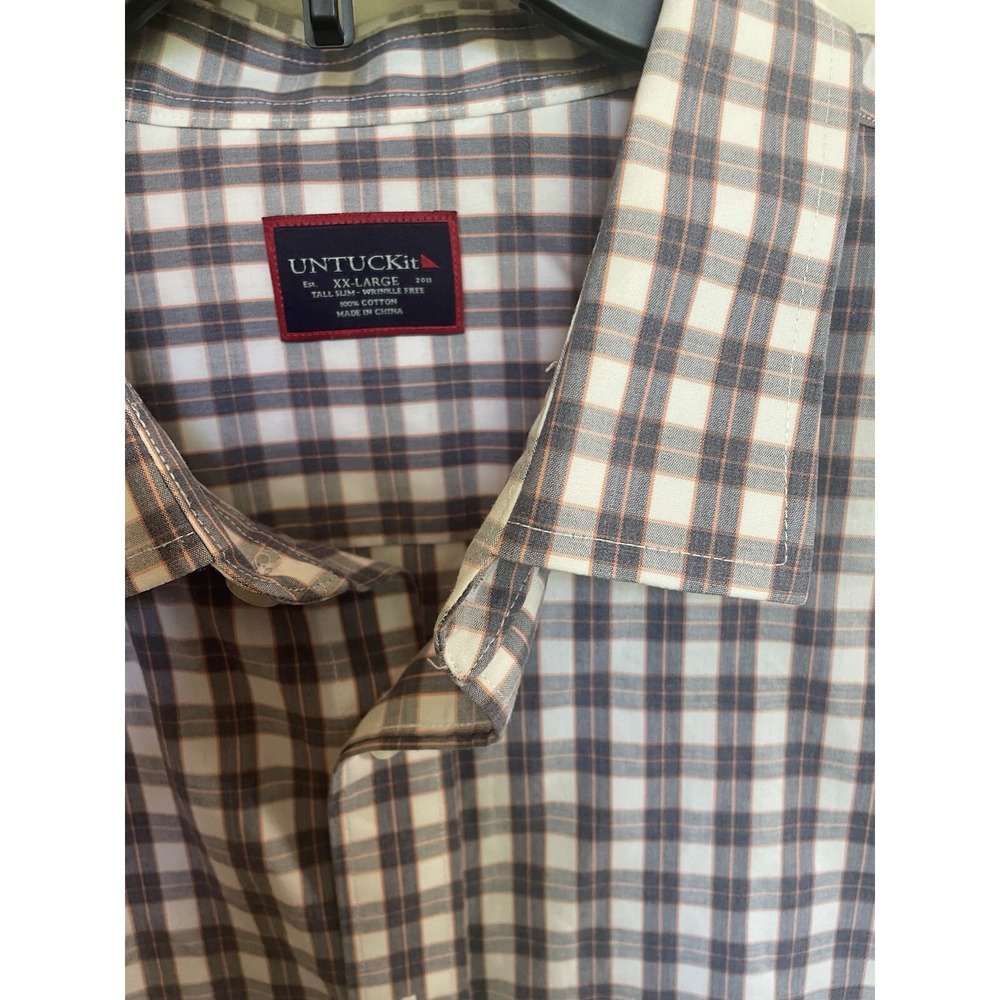 UNTUCKit Tall Slim Wrinkle‎ Free XXL gray pink plaid